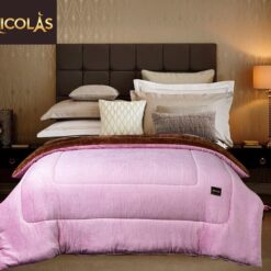 Chăn lông cừu Nicolas Hoàng Kim – Hồng phấn